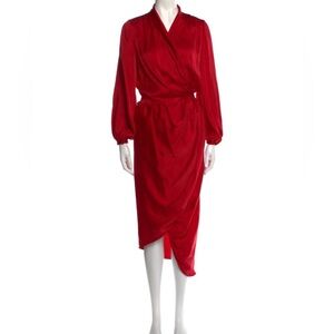 BNWT RED SUEDED SILK ZIMMERMANN WRAP DRESS SZ AU2 (US 6-8)